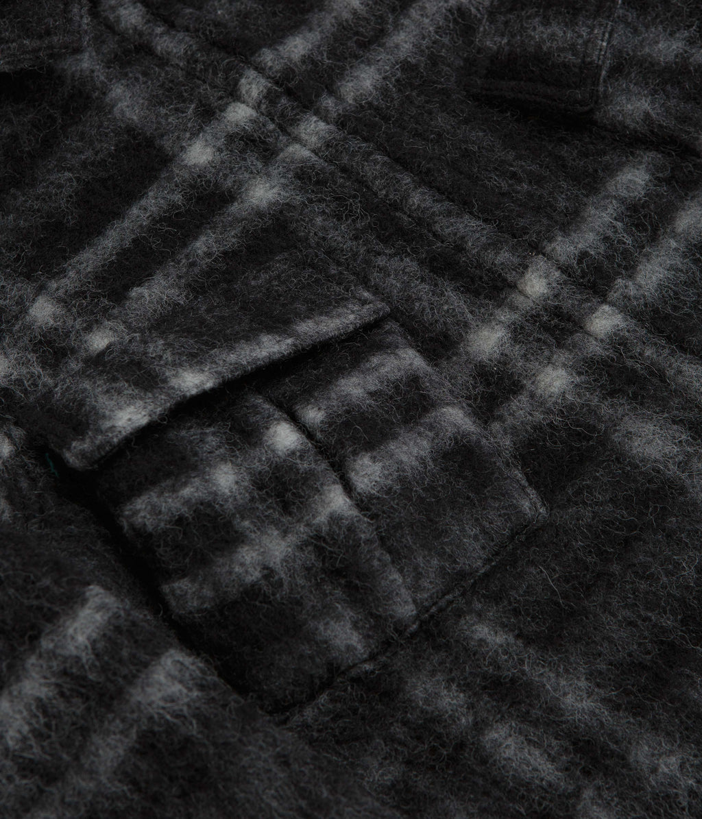 Pop Trading Company Checked Wool Shirt Jacket - Black / Charcoal
