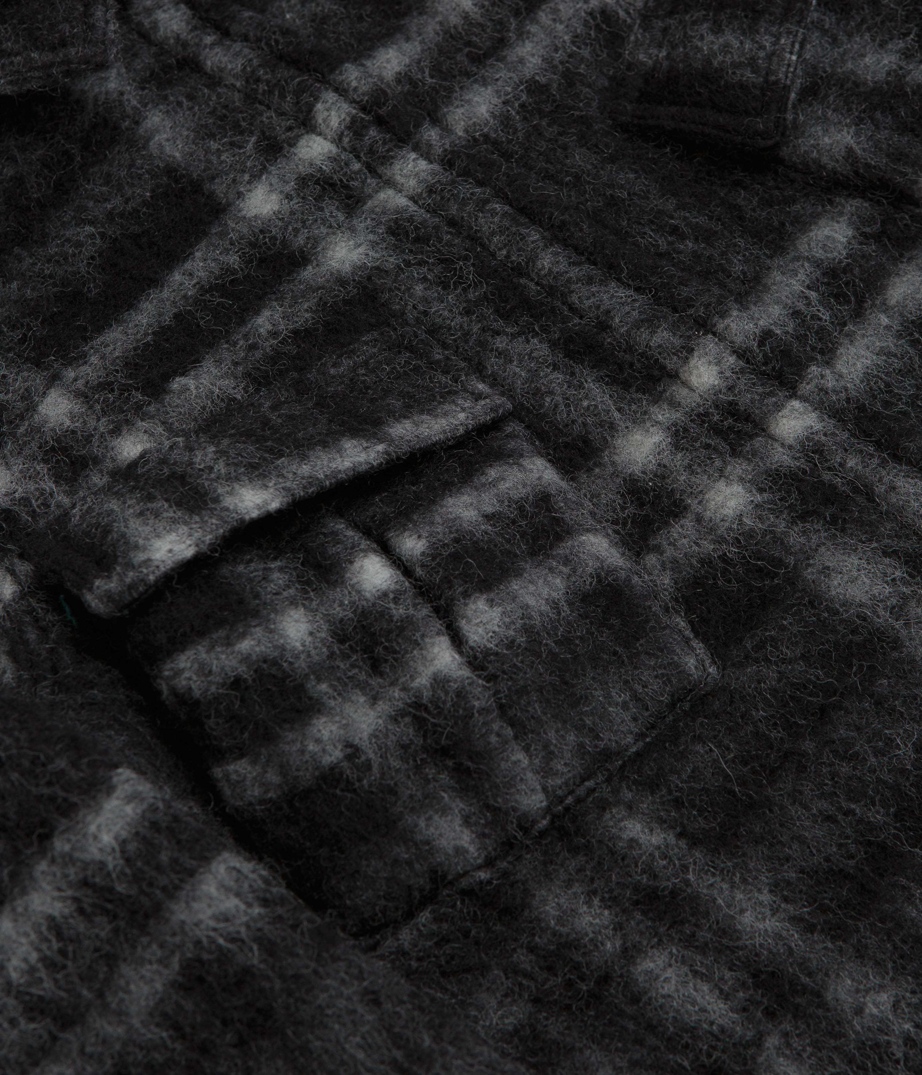 Pop Trading Company Checked Wool Shirt Jacket - Black / Charcoal