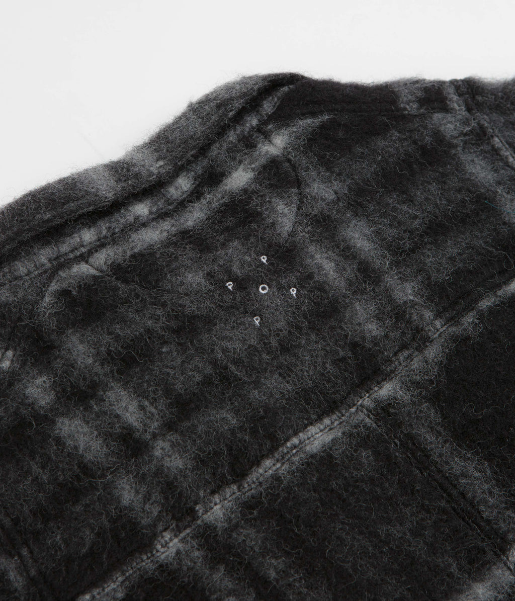 Pop Trading Company Checked Wool Shirt Jacket - Black / Charcoal