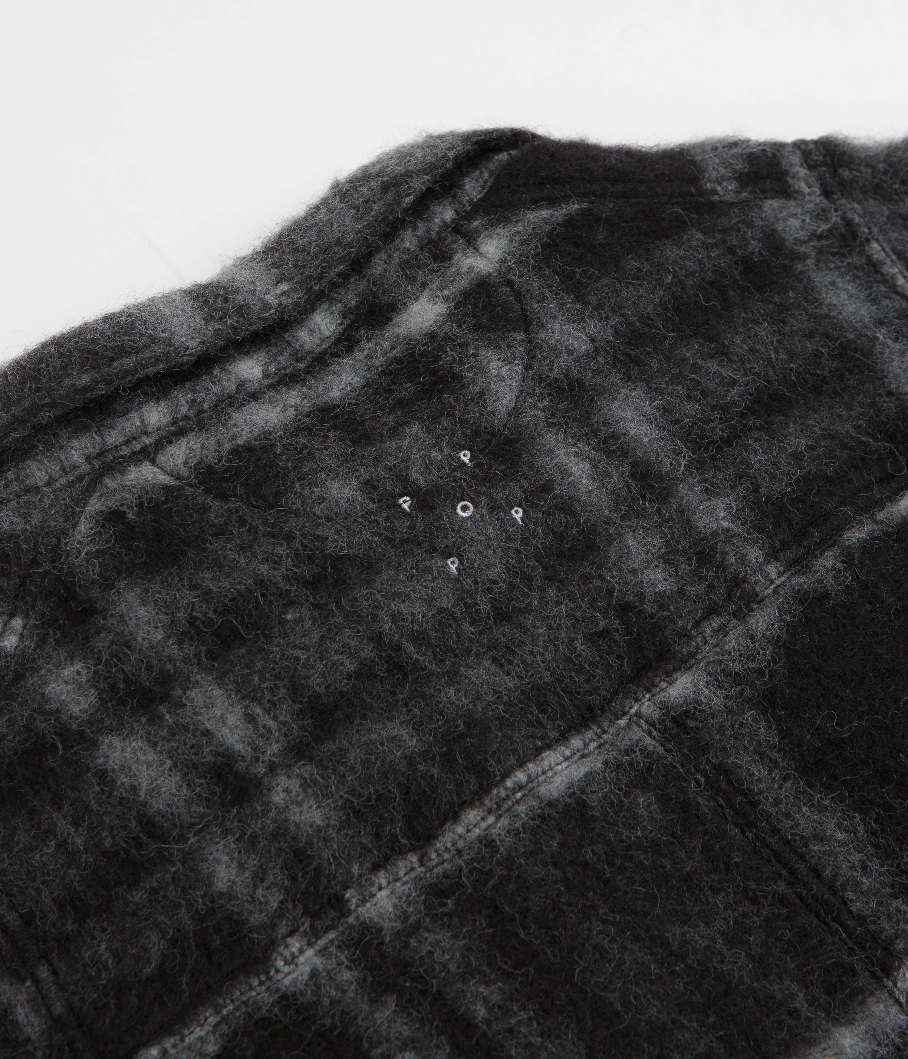 Pop Trading Company Checked Wool Shirt Jacket - Black / Charcoal