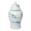 Porcelain Temple Jar with Lid - Koi