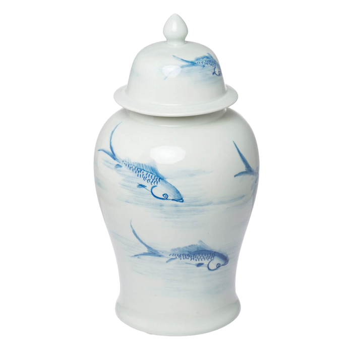 Porcelain Temple Jar with Lid - Koi