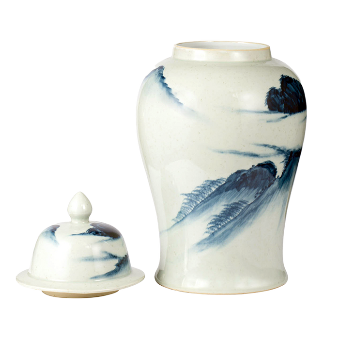 Porcelain Temple Jar with Lid - Landscape