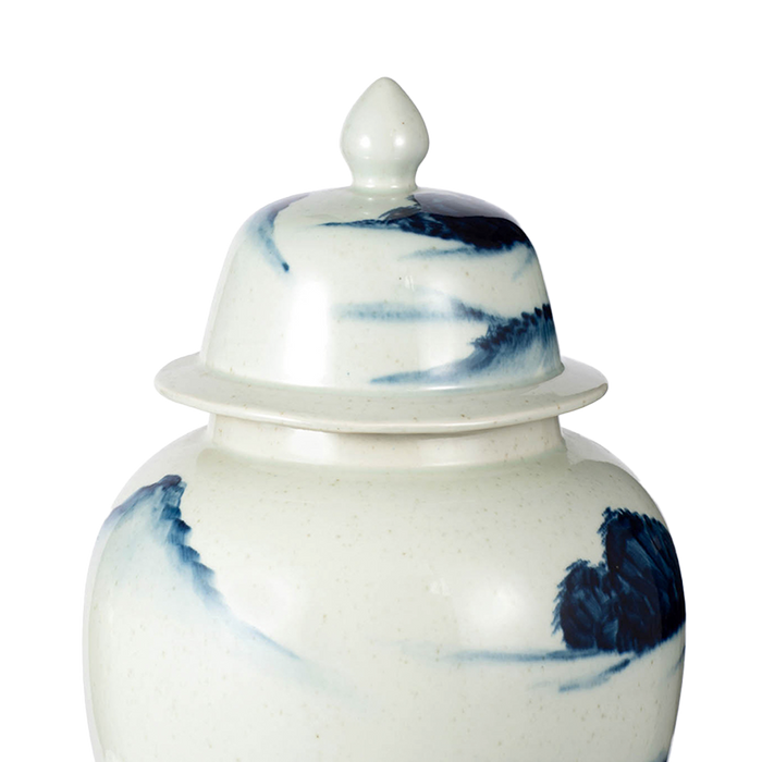 Porcelain Temple Jar with Lid - Landscape