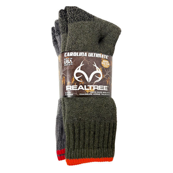 REALTREE®  2PK MENS MERINO WOOL BLEND BOOT SOCKS