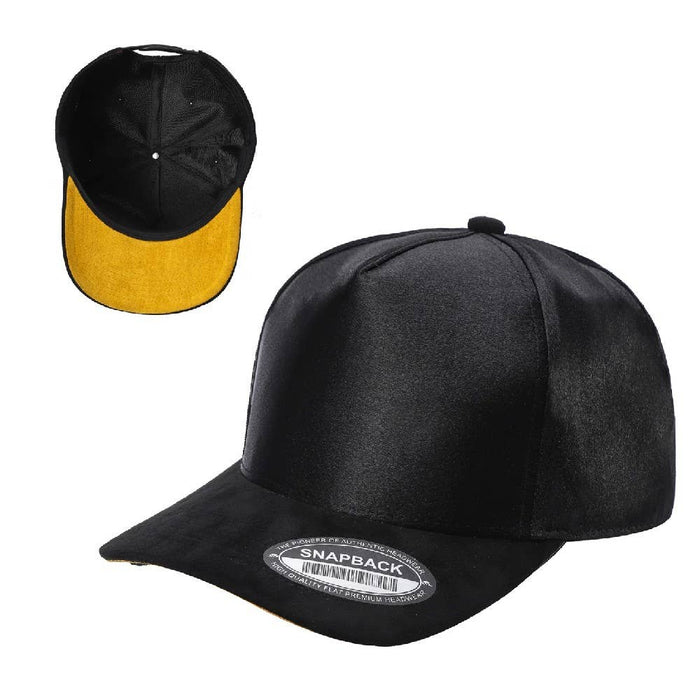 Satin Snapback Cap with Suede Bill