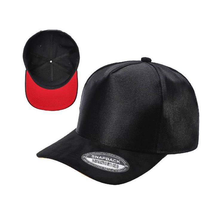 Satin Snapback Cap with Suede Bill