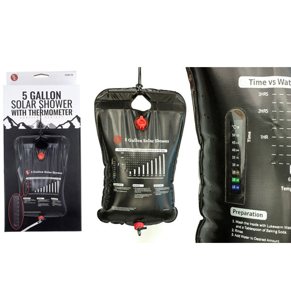 SE® 5 GALLON SOLAR SHOWER WITH THERMOMETER