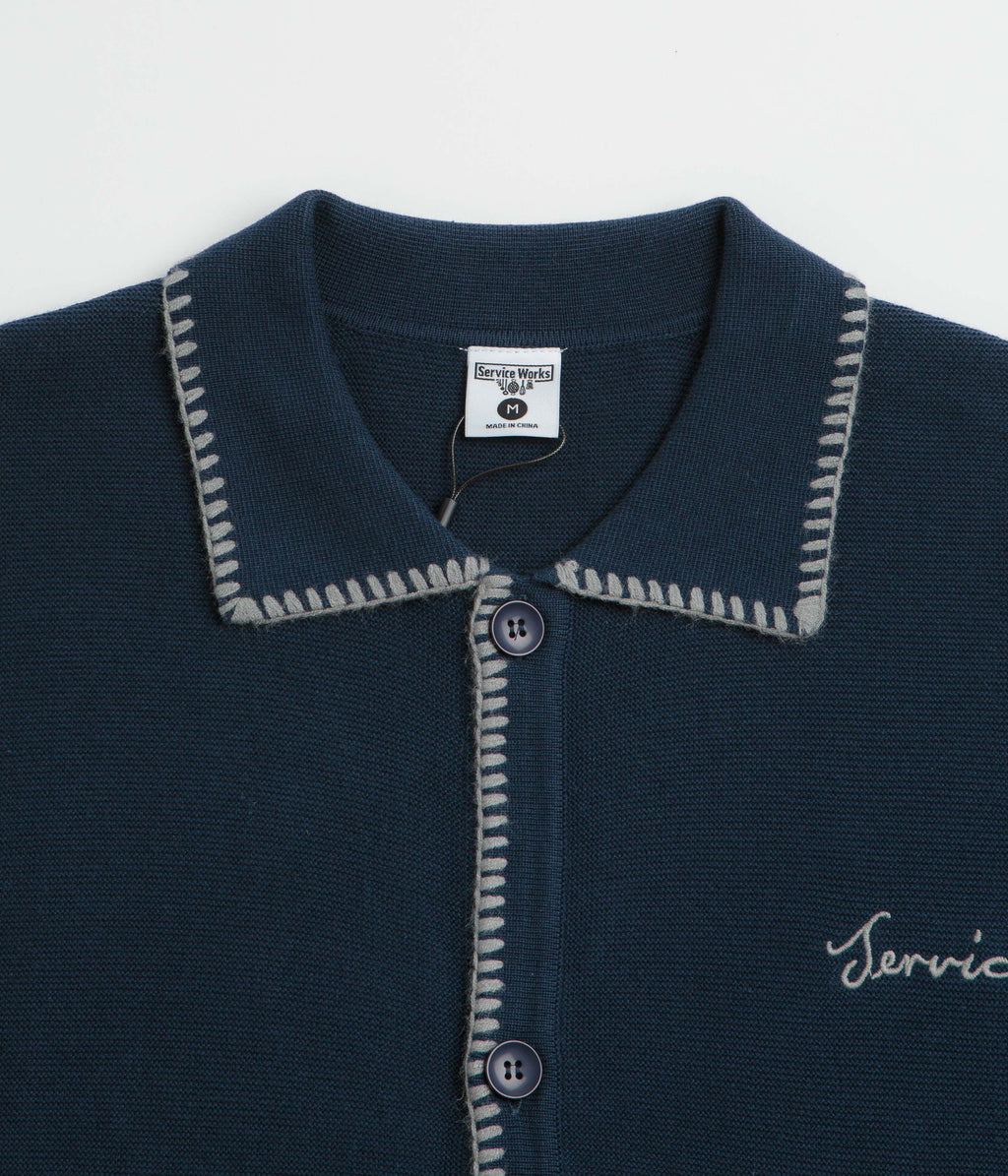 Service Works Blanket Stitch Cardigan - Navy