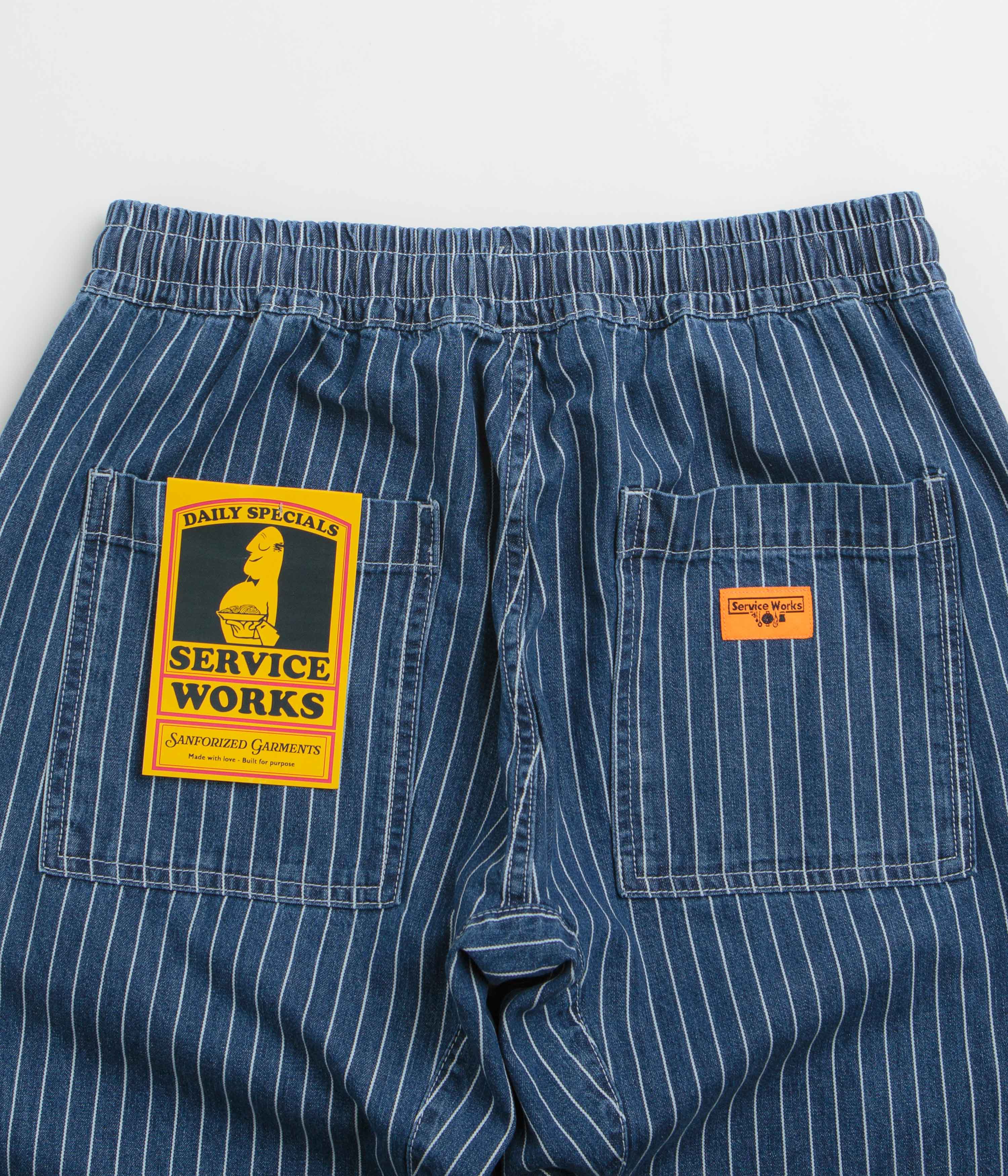 Service Works Pinstripe Denim Chef Pants - Indigo