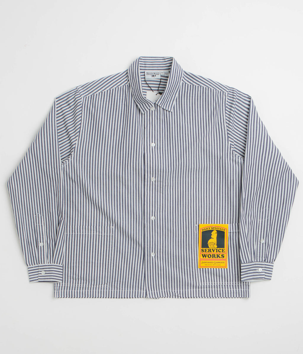 Service Works Poplin Stripe Waiter Shirt - Royal