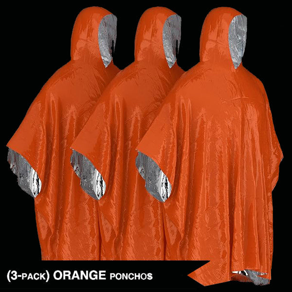 SWISS SAFE® 3PACK EMERGENCY PONCHOS AND THERMAL BLANKET
