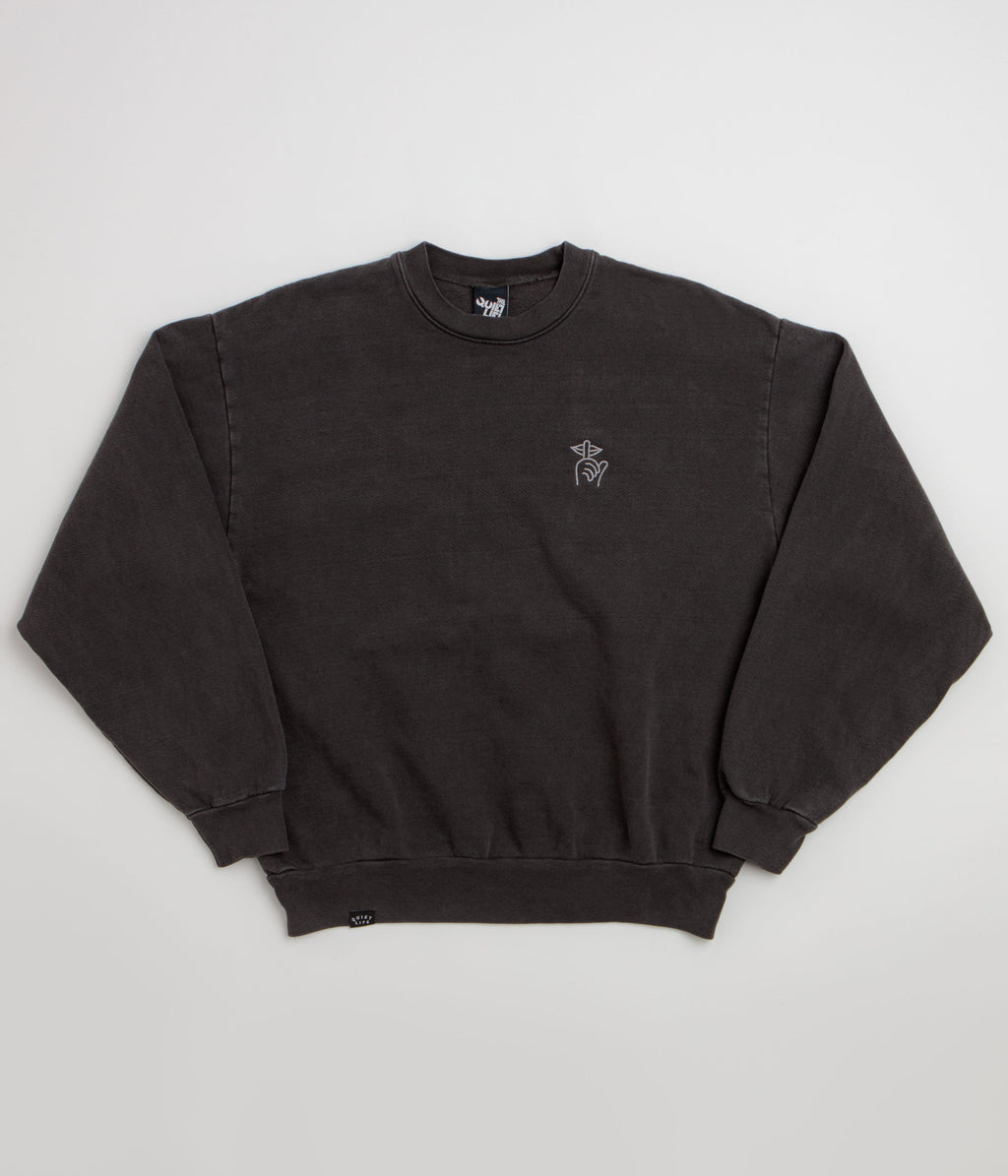 The Quiet Life Shhh Logo Embroidered Crewneck Sweatshirt - Vintage Black