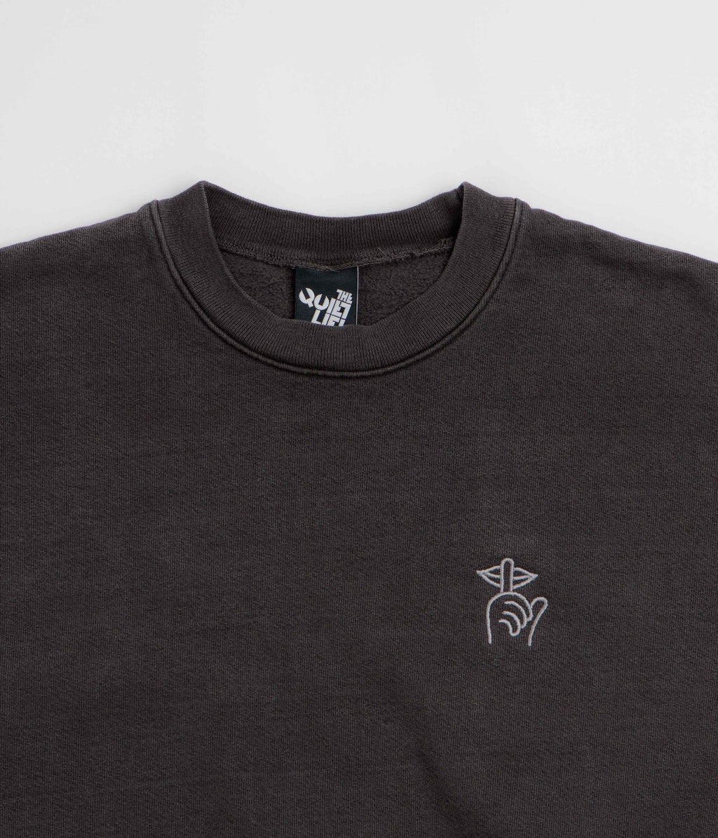 The Quiet Life Shhh Logo Embroidered Crewneck Sweatshirt - Vintage Black