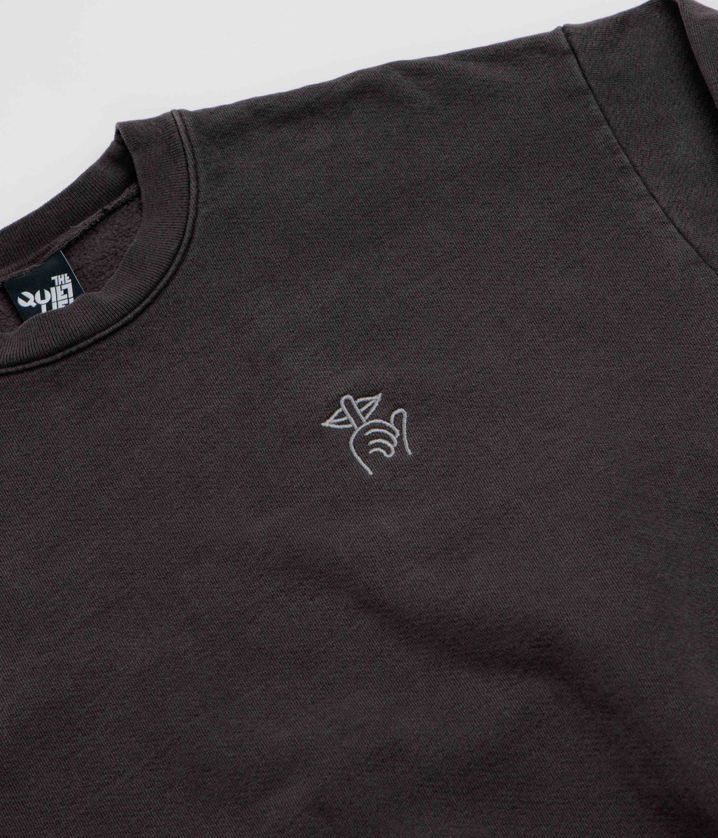 The Quiet Life Shhh Logo Embroidered Crewneck Sweatshirt - Vintage Black