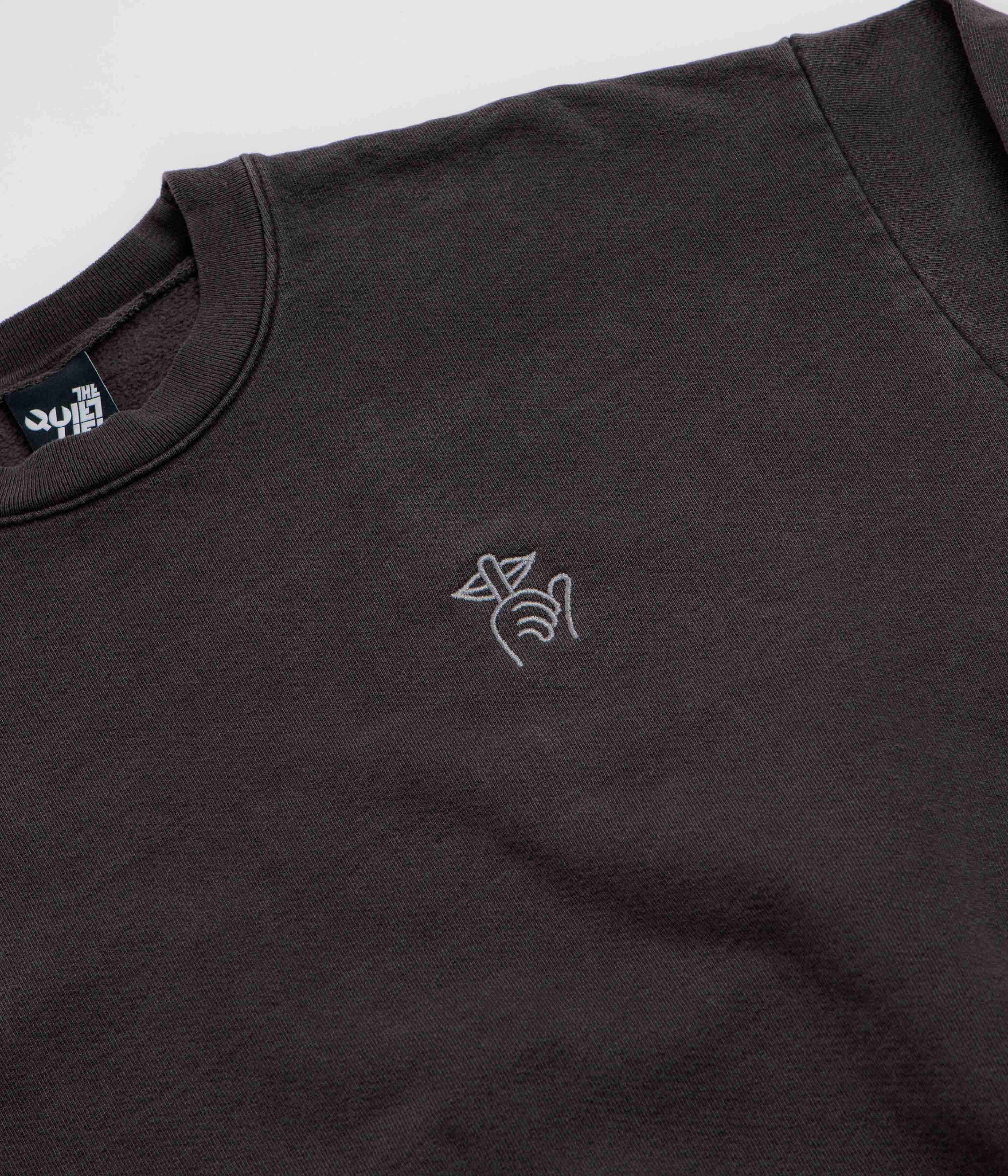 The Quiet Life Shhh Logo Embroidered Crewneck Sweatshirt - Vintage Black