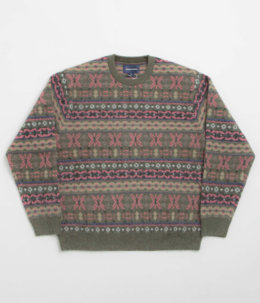 thisisneverthat Fair Isle Knit Sweatshirt - Olive