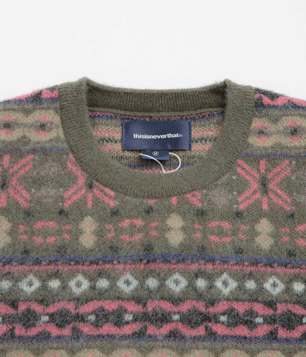 thisisneverthat Fair Isle Knit Sweatshirt - Olive
