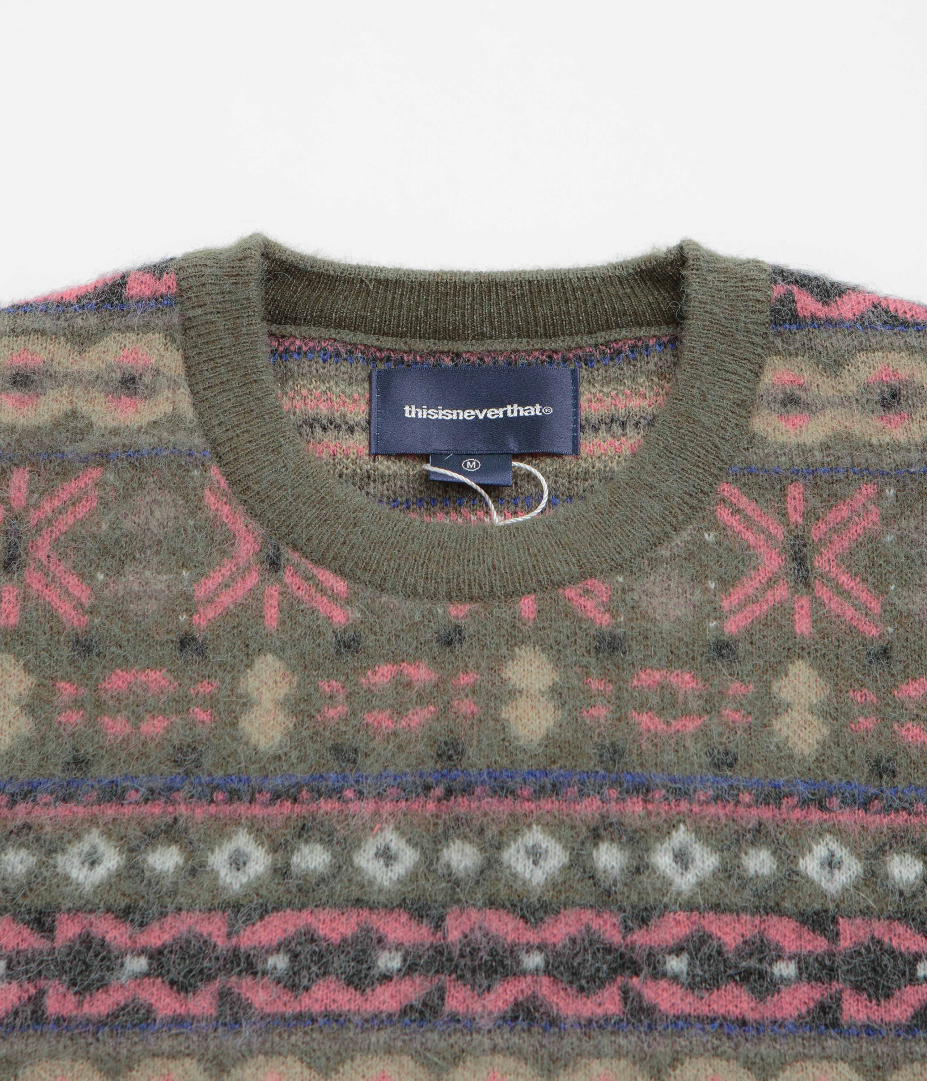 thisisneverthat Fair Isle Knit Sweatshirt - Olive