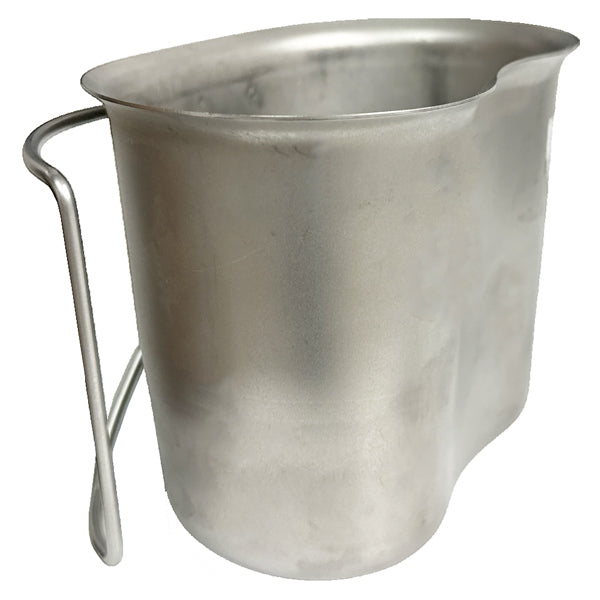 US GI STAINLESS STEEL CANTEEN CUP WITH WIRE HANDLES