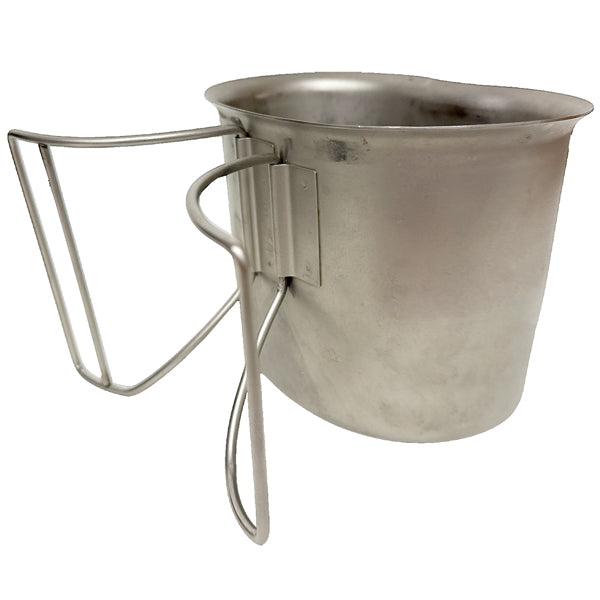 US GI STAINLESS STEEL CANTEEN CUP WITH WIRE HANDLES
