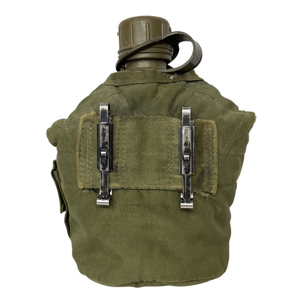 US GI SURPLUS USED 1QT OD CANTEEN WITH COVER