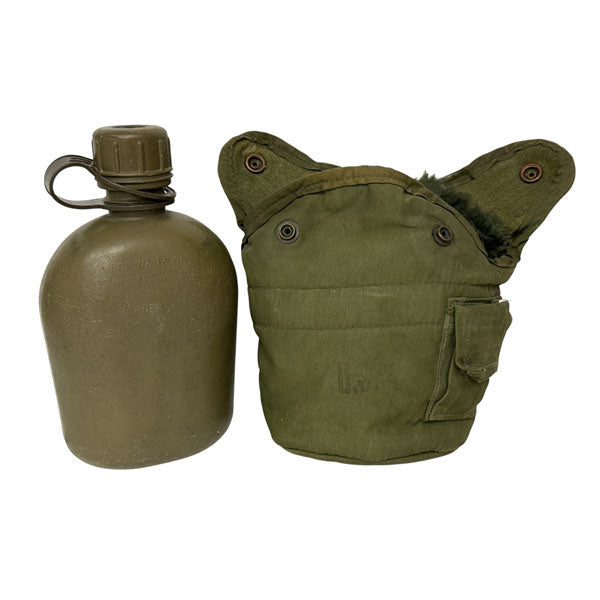 US GI SURPLUS USED 1QT OD CANTEEN WITH COVER