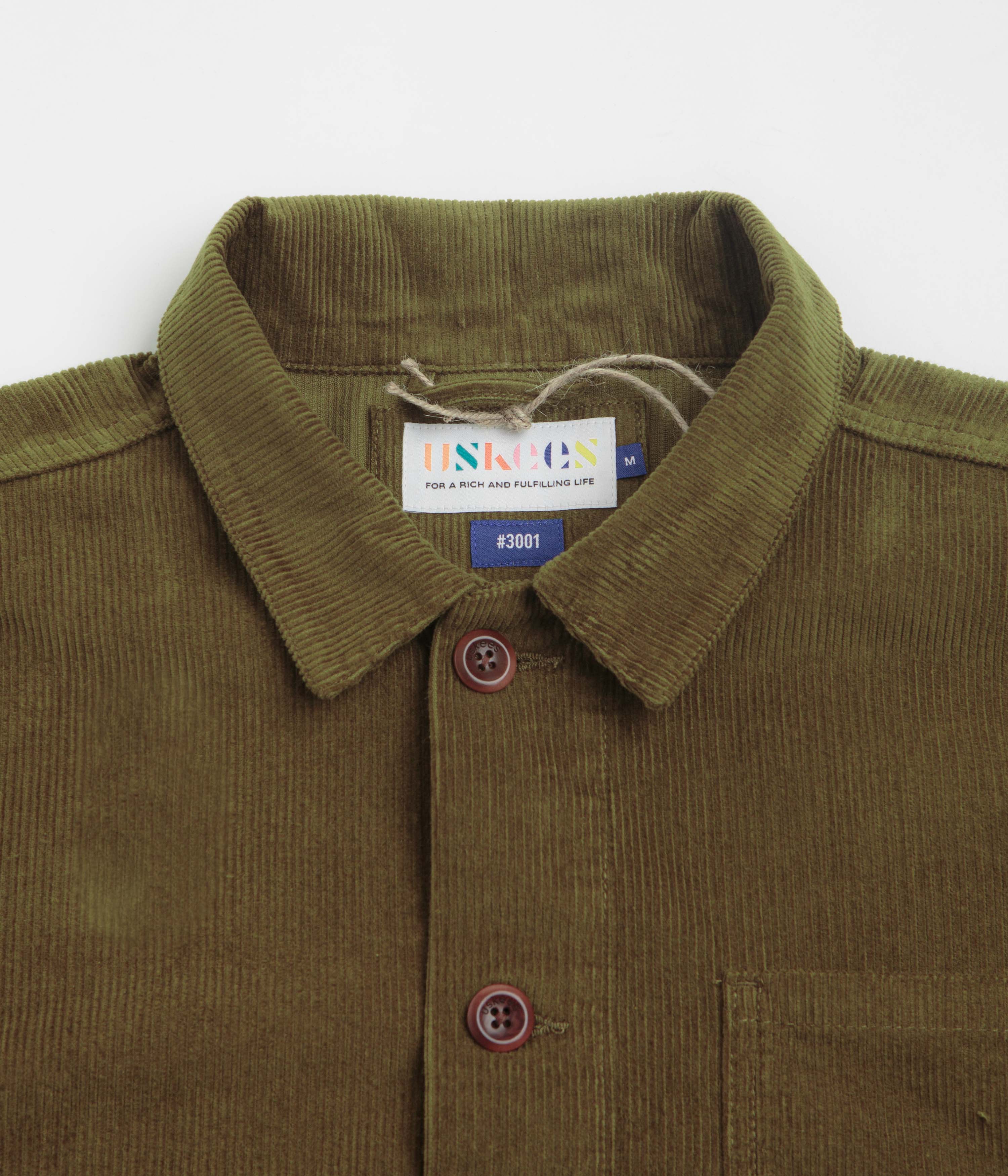 Uskees 3001 Cord Buttoned Overshirt - Woodland Green