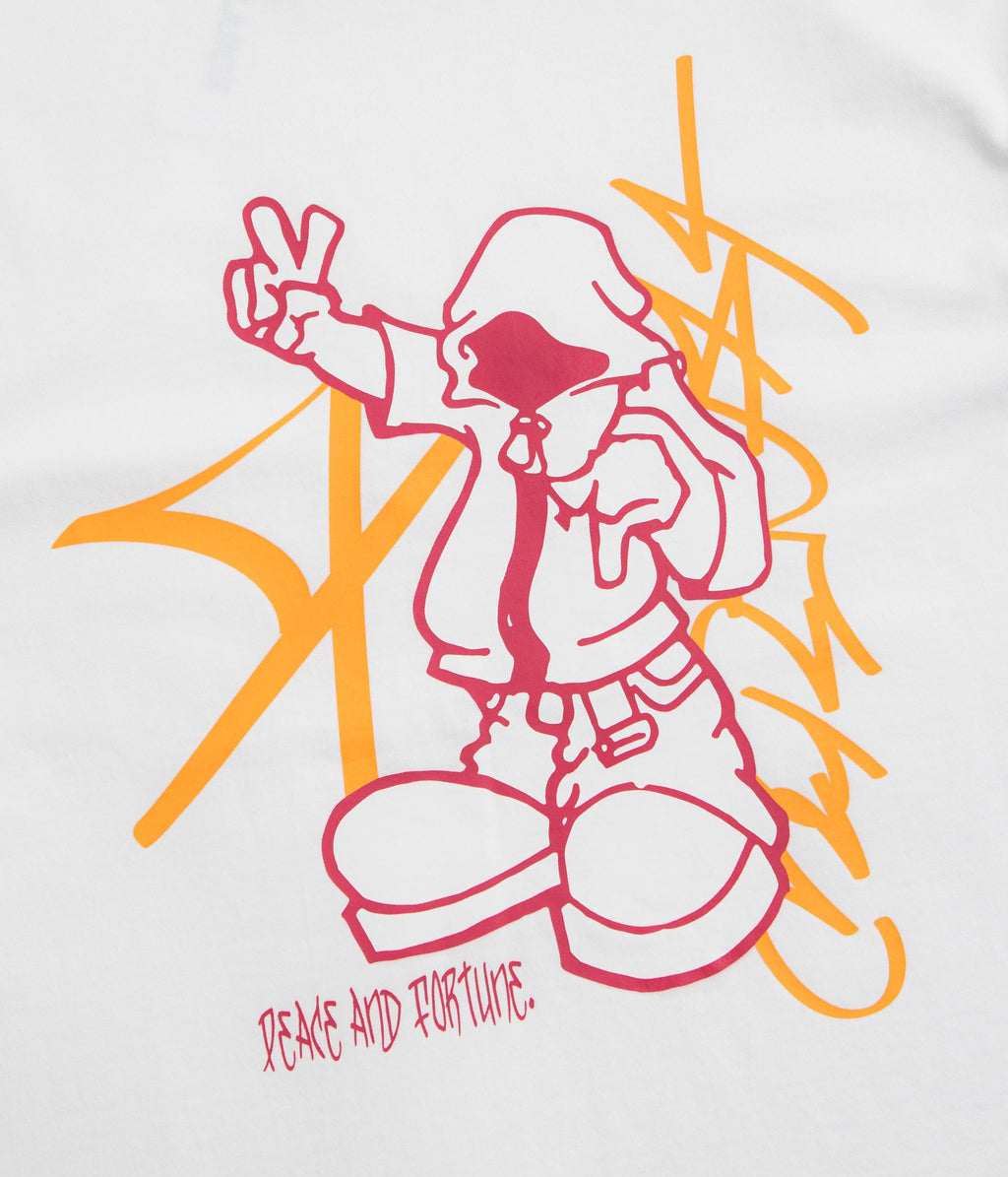 XLarge Peace And Fortune T-Shirt - Pigment Dyed White
